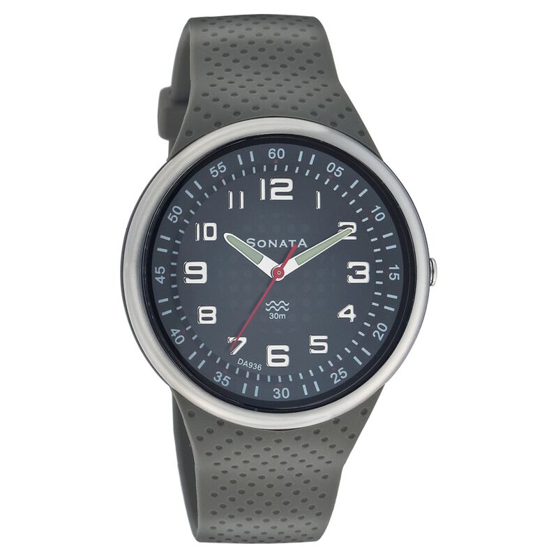 SF Quartz Analog Black Dial Plastic Strap Watch for Men
