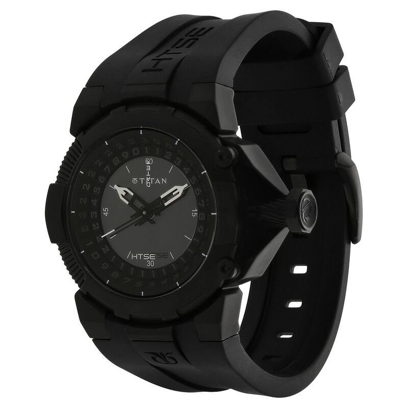 Titan Quartz Analog Solar Black Dial Plastic Strap Watch for Men - image number 1