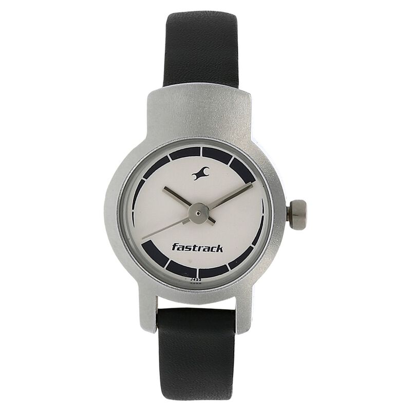 Fastrack Quartz Analog Silver Dial Leather Strap Watch for Girls