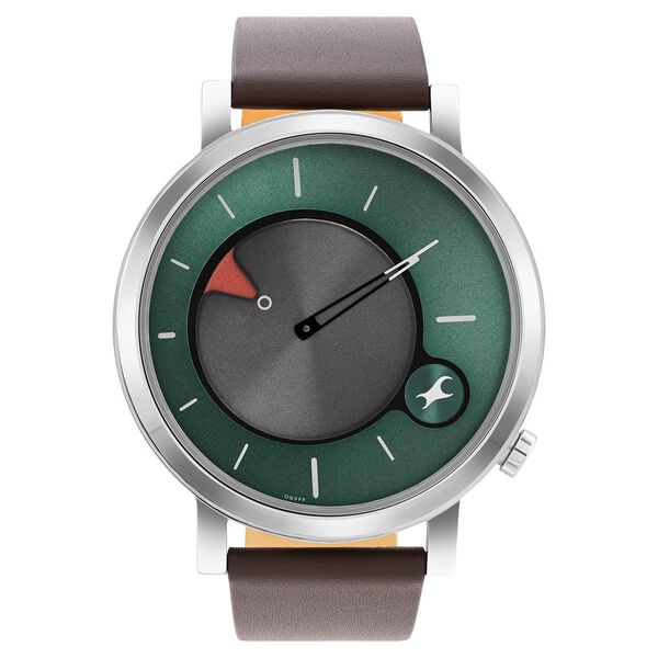Fastrack MetaWe Quartz Analog Green Dial Leather Strap Watch For Guys - image number 0