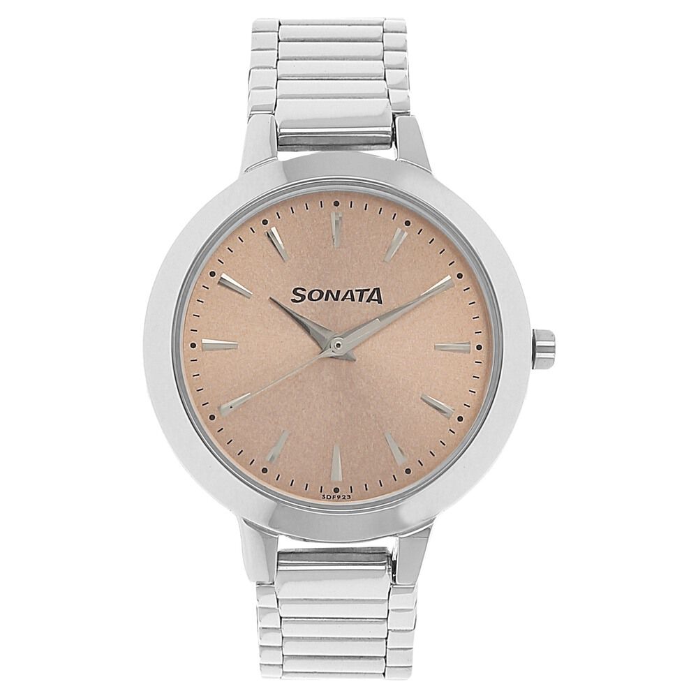Buy Online Sonata Elite Rose Gold Dial Women Watch With Stainless