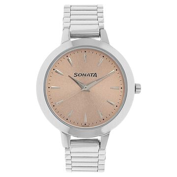 Sonata Elite Rose Gold Dial Women Watch With Stainless Steel Strap