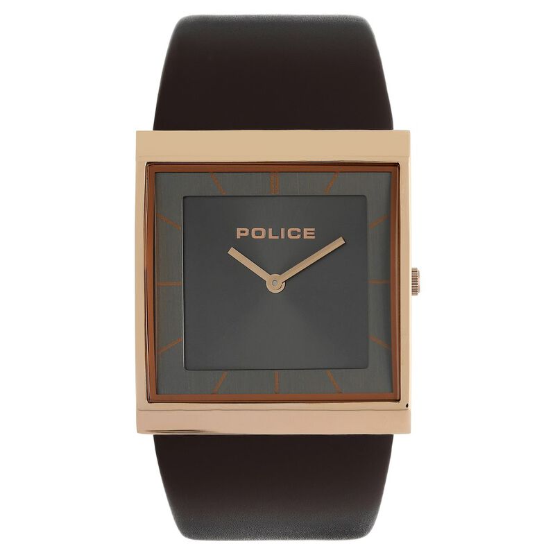 Police Quartz Analog Grey Dial Leather Strap Watch for Men