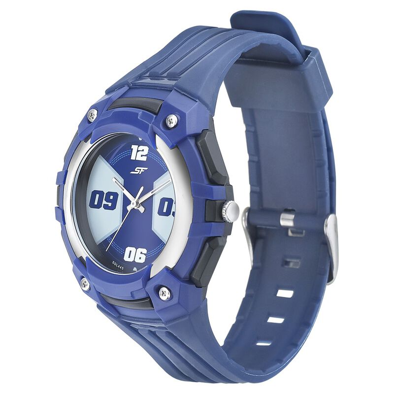SF Turbo Quartz Analog Blue Dial PU Strap Watch for Men - image number 1