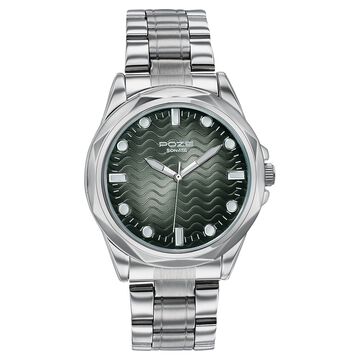 Poze By Sonata Quartz Analog Green Dial Silver Metal Strap Watch For Men