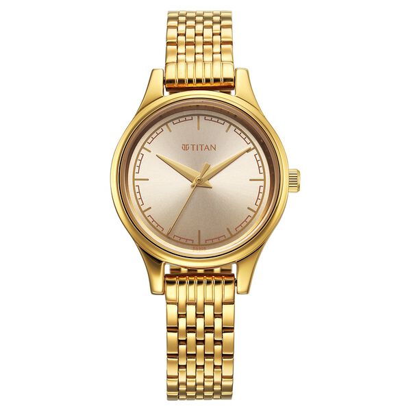 Titan Karishma Quartz Analog Golden Dial Golden Stainless Steel Strap Watch For Women - image number 0