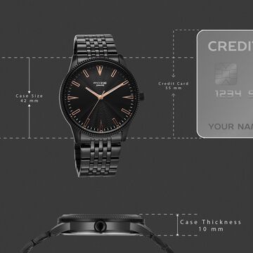Sonata Poze Quartz Analog Black Dial Black Metal Strap Watch For Men