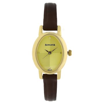 Sonata Quartz Analog Champagne Dial Leather Strap Watch for Women