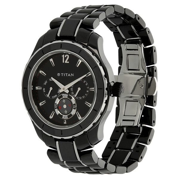 Titan Quartz Analog with Day and Date Black Dial Stainless Steel Strap Watch for Men - image number 1