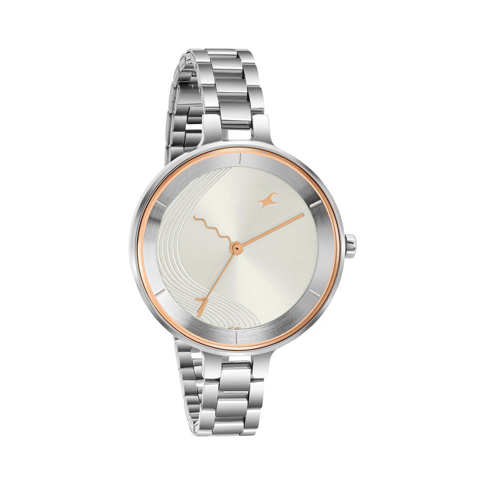 Fastrack steel chain silver analog watch clearance
