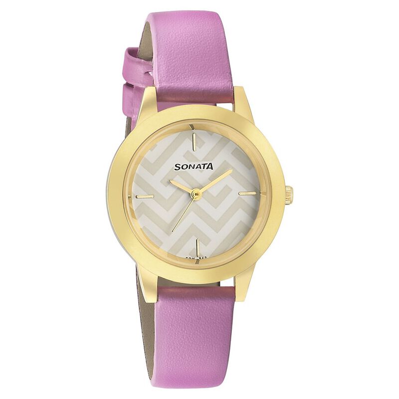 Sonata Splash White Dial Women Watch With Leather Strap - image number 0