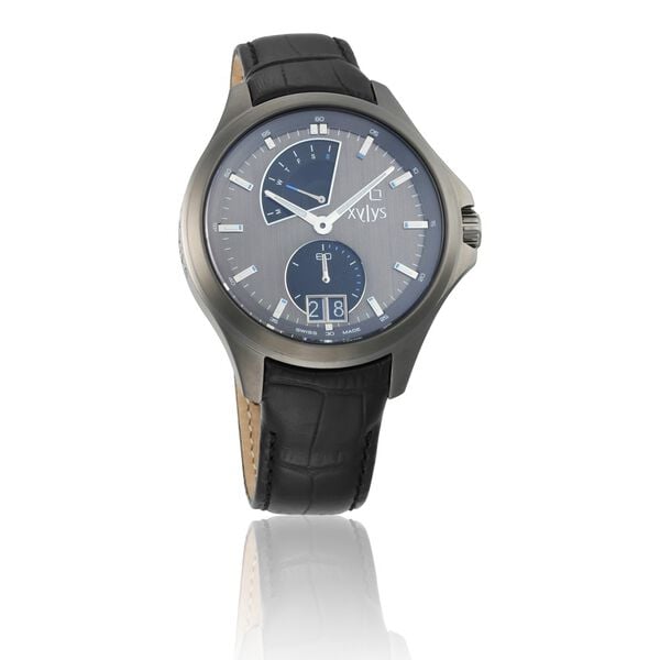 Xylys Swiss Analog with Day and Date Black Leather Strap and Grey Dial Watch For Men - image number 0