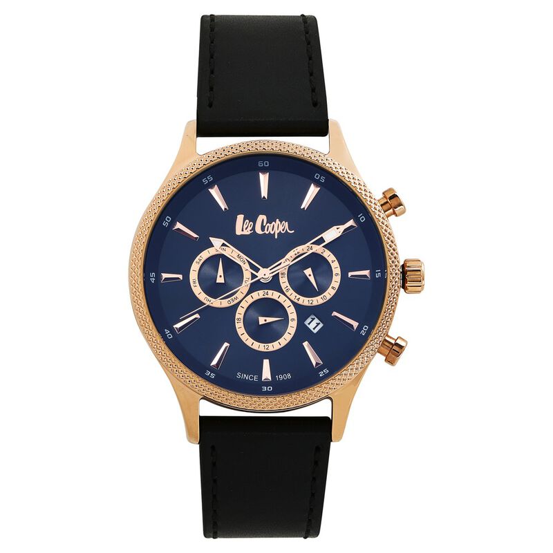 Lee Cooper Quartz Multifunction Black Dial Leather Strap Watch for Men - image number 0