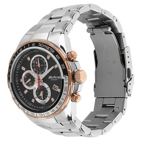 Titan Octane Black Dial Chrono Stainless Steel Strap watch for Men - image number 1