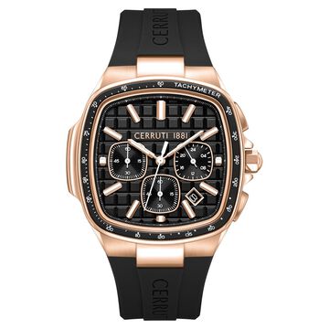 Cerruti 1881 Quartz Chronograph Black Dial Black Silicone Strap Watch For Men