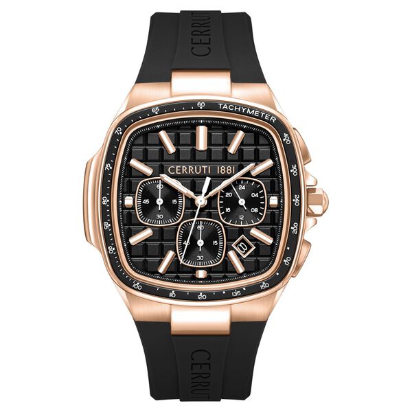 Cerruti 1881 Quartz Chronograph Black Dial Black Silicone Strap Watch For Men - image number 0