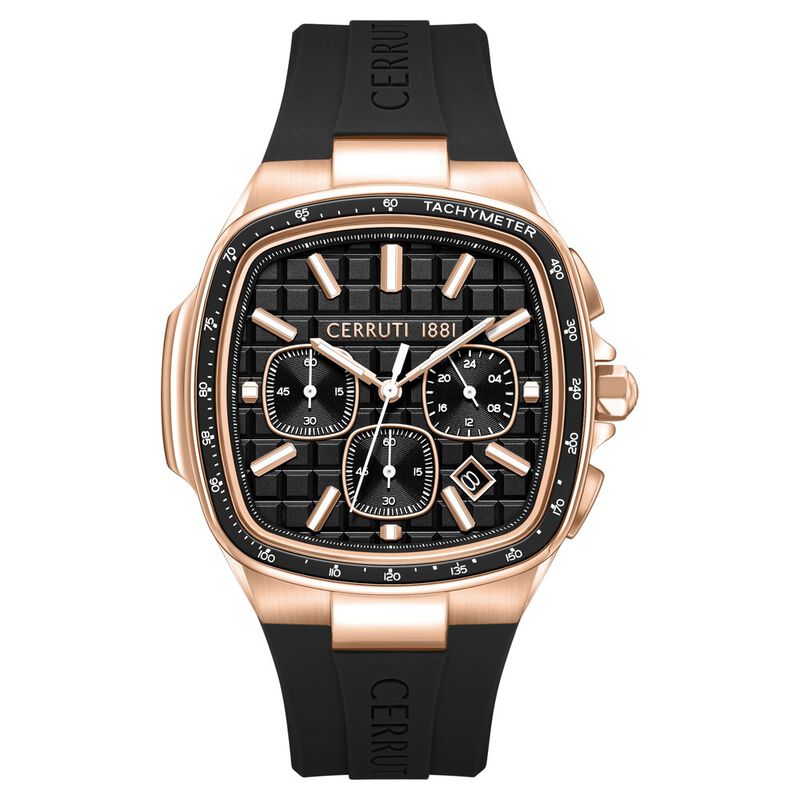 Cerruti 1881 Quartz Chronograph Black Dial Black Silicone Strap Watch For Men