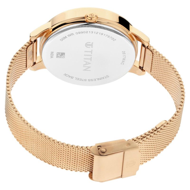 Titan Sparkle Rose Gold Dial Analog with Day and Date Metal Strap watch for Women - image number 3