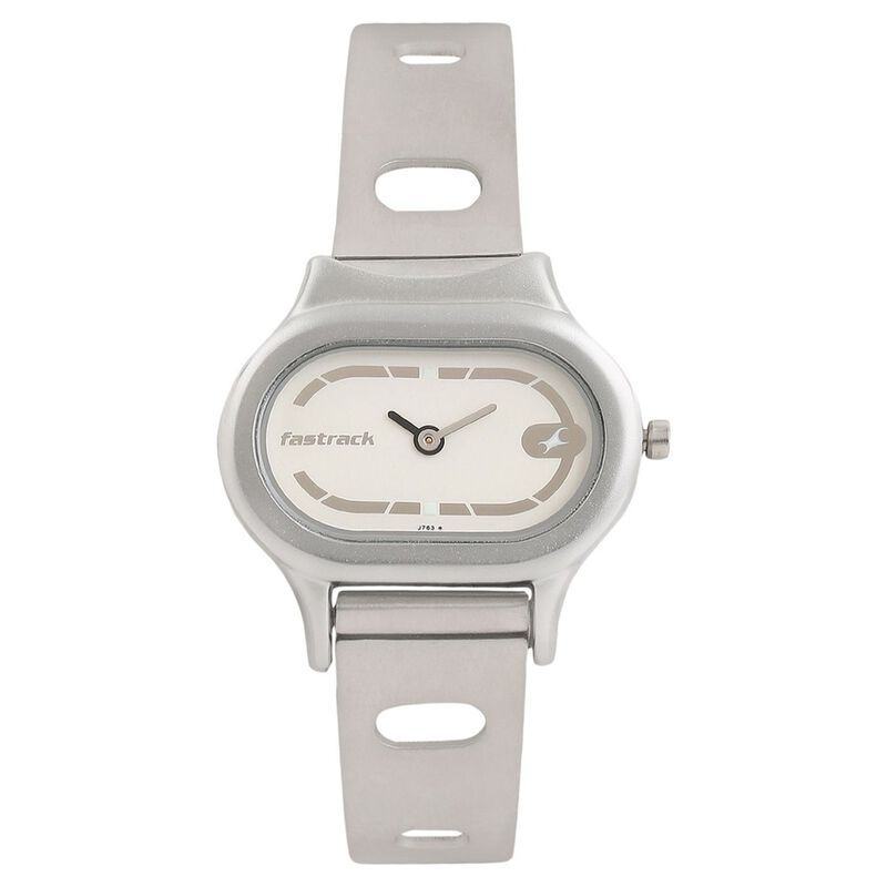 Fastrack Quartz Analog White Dial Stainless Steel Strap Watch for Girls