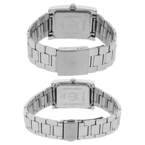 Titan Bandhan Silver Dial Analog with Day and Date Stainless Steel Strap watch for Couple - image number 3