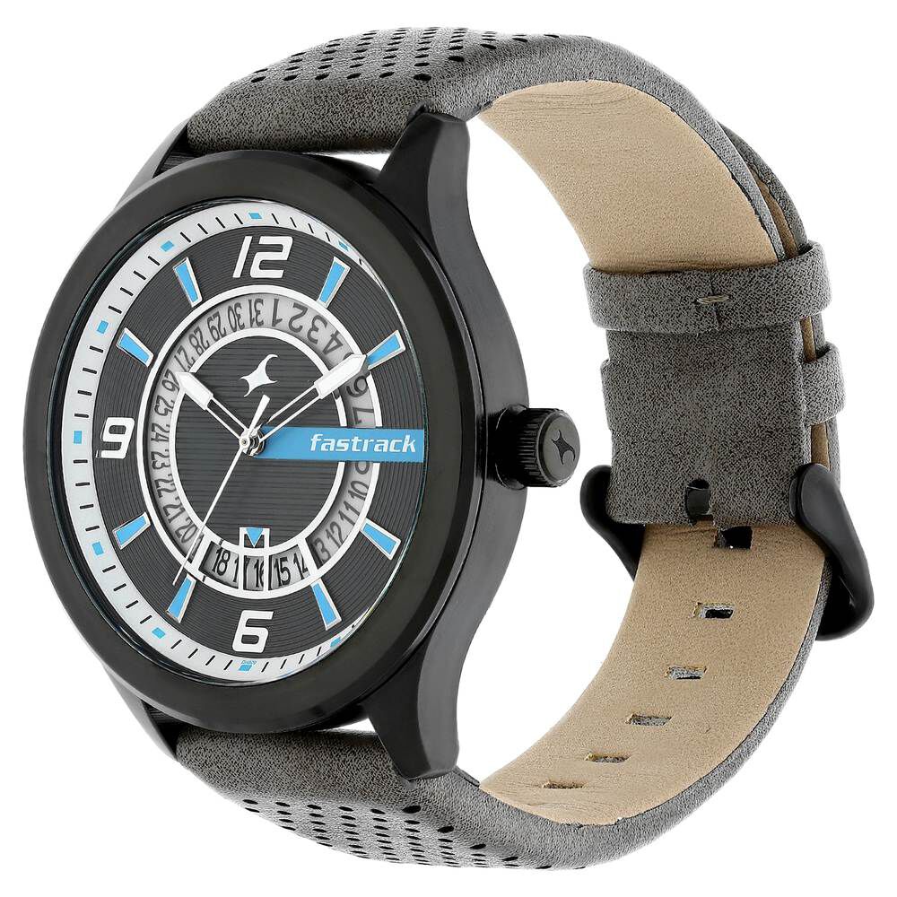 Buy Online Fastrack Loopholes Quartz Analog with Date Black Dial