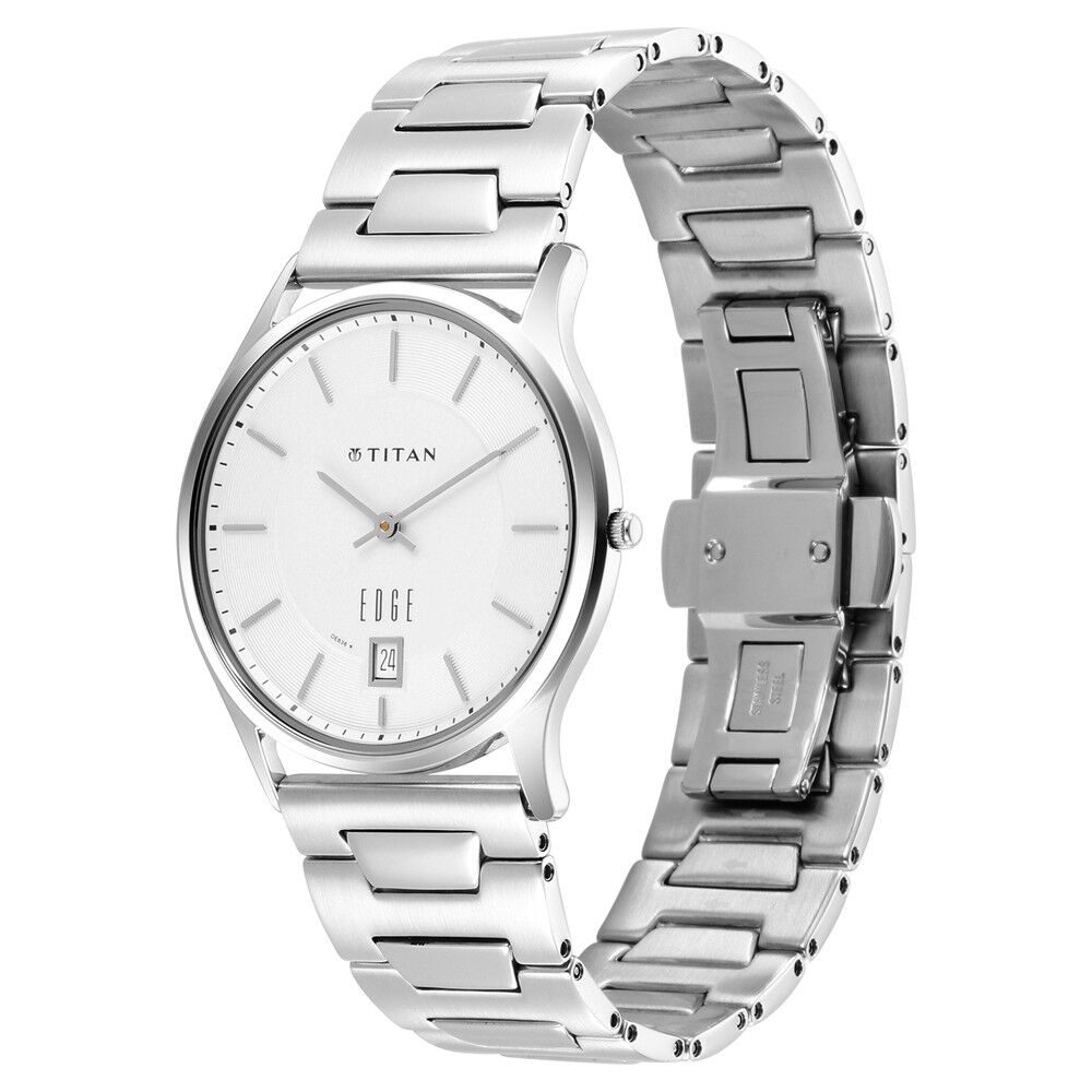Buy Online Titan Edge Slim Stainless Steel Strap Silver Dial Analog Watch for Men ns1683sm01 Titan