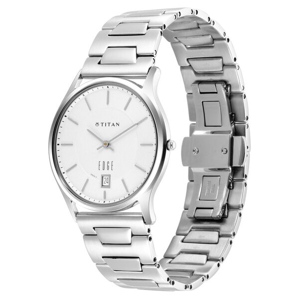 Titan Edge Metal Quartz Analog with Date Silver Dial Silver Stainless Steel Strap Watch For Men - image number 2