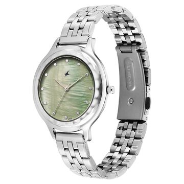 Fastrack Stunners X Quartz Analog Green Dial Stainless Steel Strap Watch For Girls
