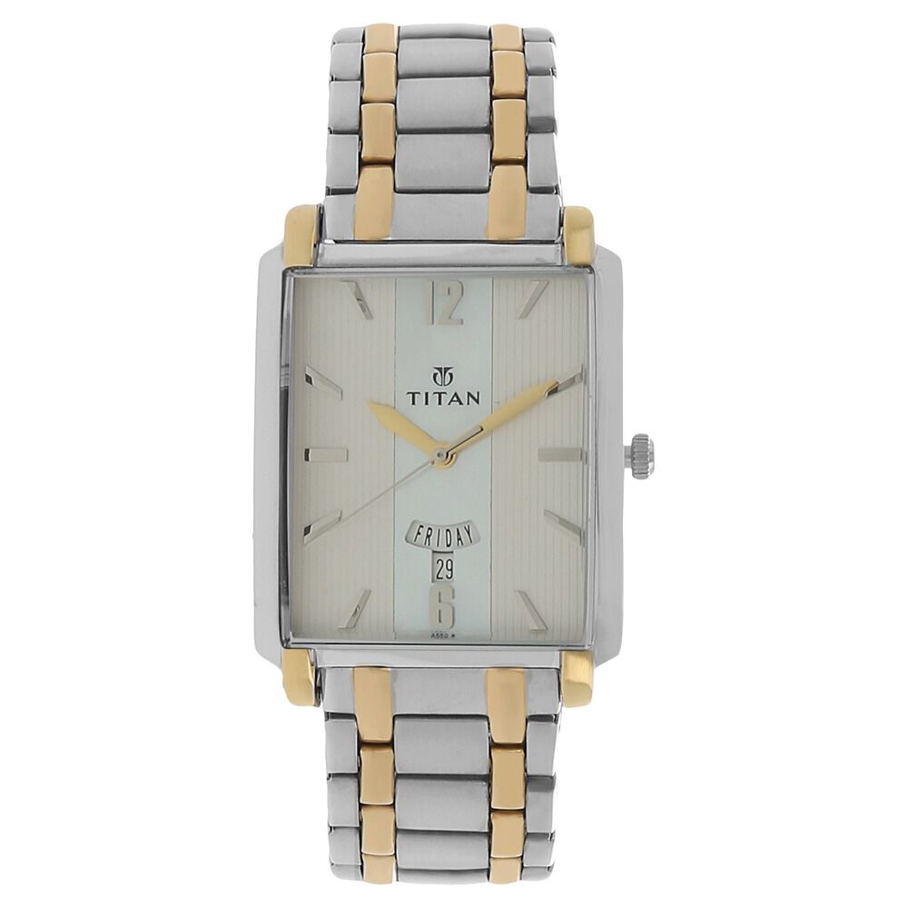 Buy Online Titan Quartz Analog with Day and Date Champagne Dial