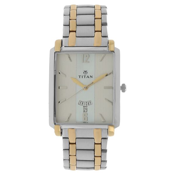 Titan Quartz Analog with Day and Date Silver Dial Stainless Steel Strap Watch for Men - image number 0