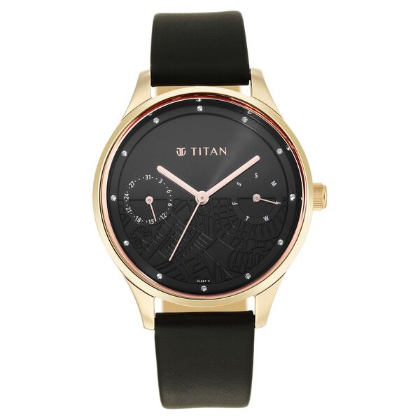 Titan Wander Black Dial Analog Leather Strap watch for Women - image number 1