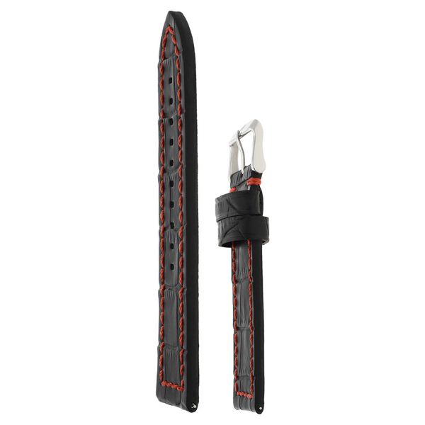 22 mm Black Genuine Leather Strap for Men - image number 2