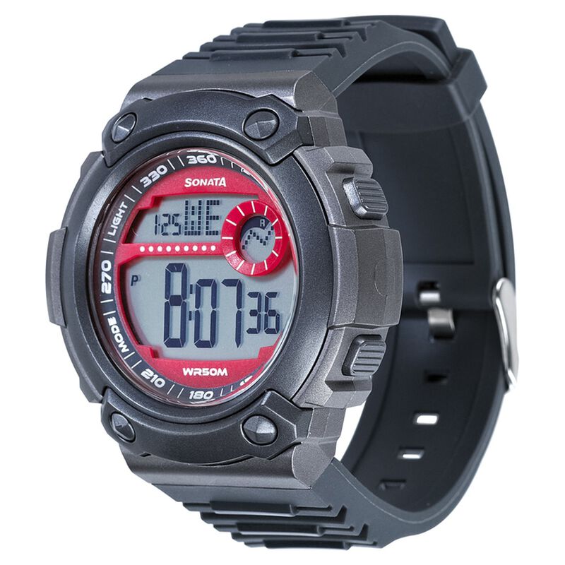 Sonata Digital Red Dial Strap Watch for Men