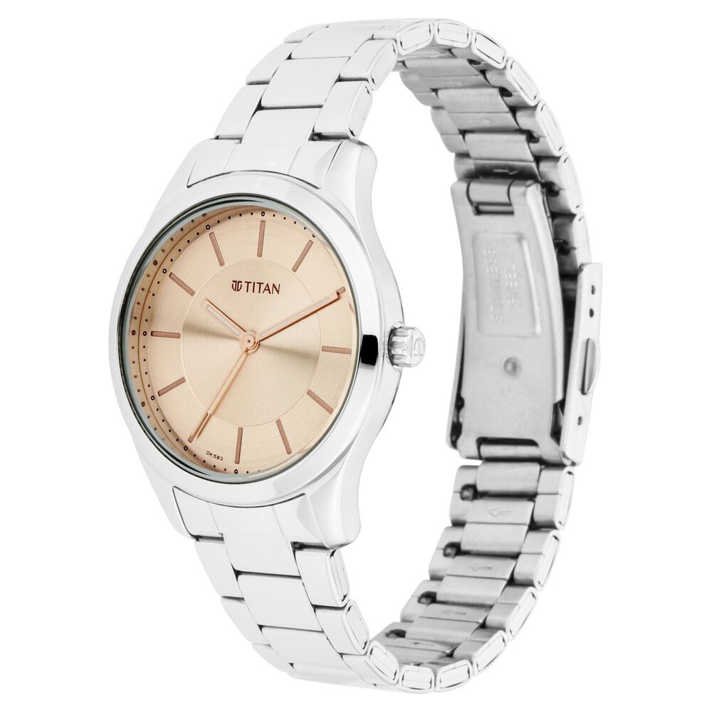 Buy Online Titan Quartz Analog Rose Gold Dial Stainless Steel