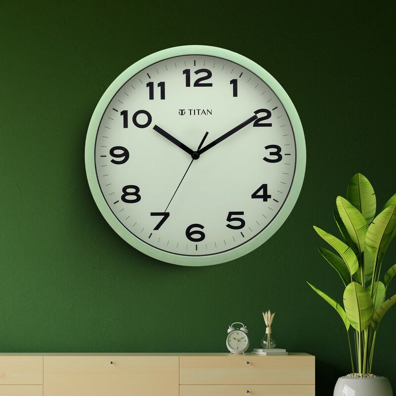 Titan Classic Light Green Wall Clock with Silent Sweep Technology - 30 cm x 30 cm (Medium)
