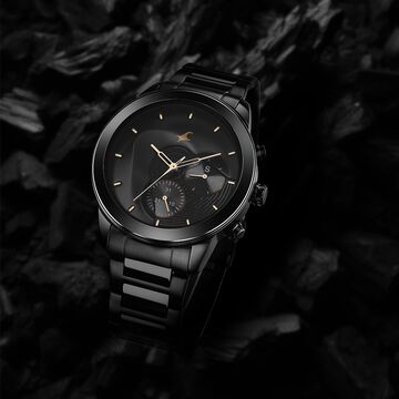 Fastrack Cerame Quartz Multifunction Black Dial Steel & Ceramic Strap Watch for Guys