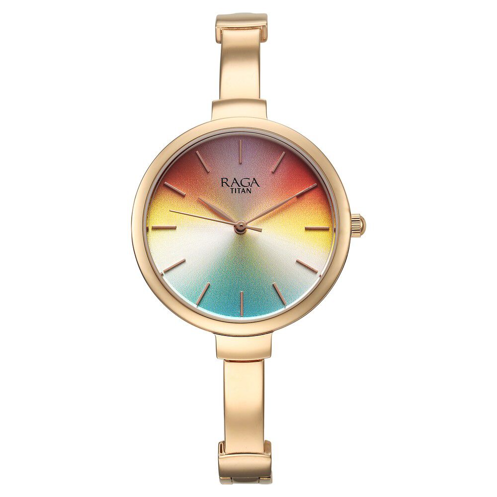 Buy Online Titan Raga Showstopper Quartz Analog Multicoloured Dial Metal Strap Watch for Women 95273wm01 Titan