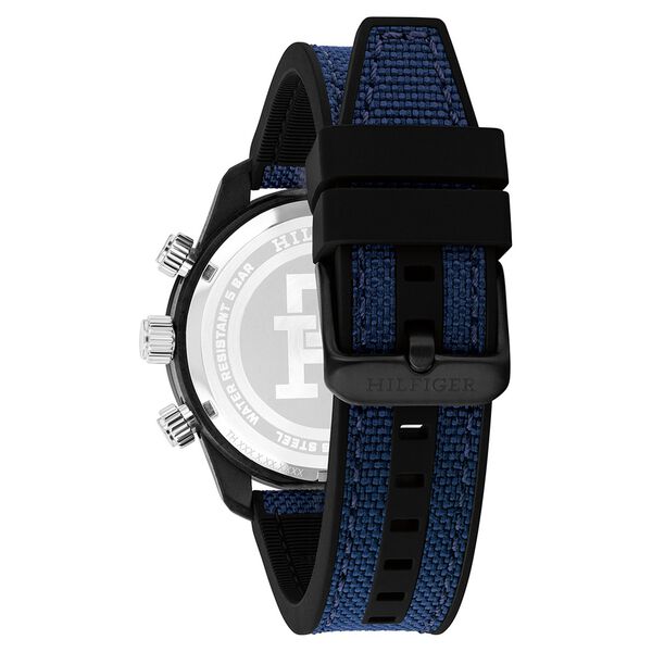 Tommy Hilfiger Quartz Chronograph Blue Dial Black Silicone Strap Watch For Men - image number 2
