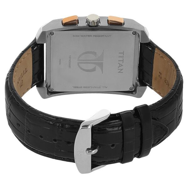 Titan Quartz Multifunction Black Dial Leather Strap Watch for Men - image number 3