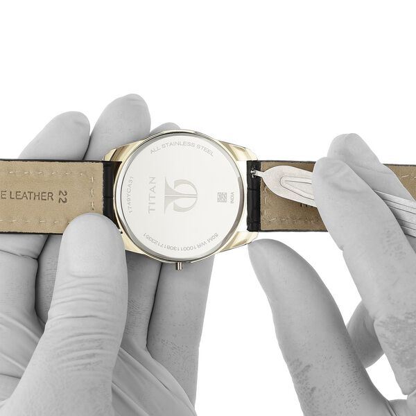 22 mm Black Genuine Leather Strap for Men - image number 6