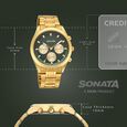 Sonata Multifunction Green Dial Golden Metal Strap Watch For Men - image number 3