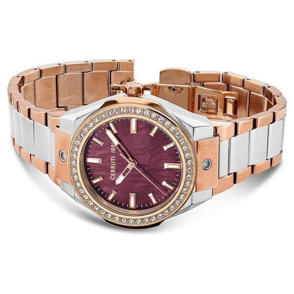 Cerruti 1881 Quartz Analog Maroon Dial Stainless Steel Strap Watch for Women - image number 3