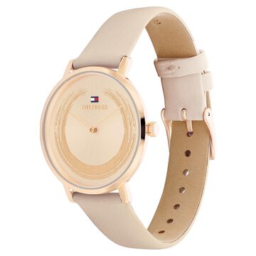 Tommy Hilfiger Quartz Multifunction Rose Gold Dial Leather Strap Watch for Women