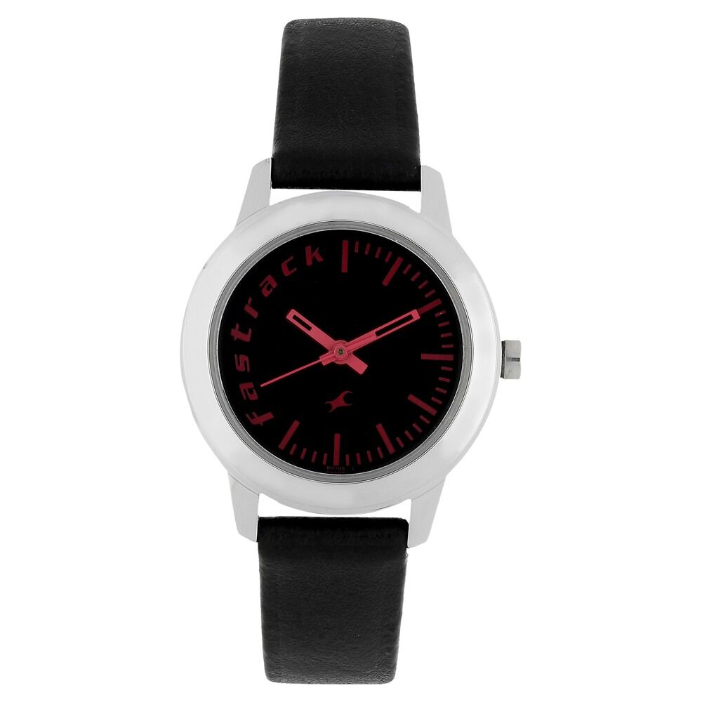 Buy Online Fastrack Fundamentals Quartz Analog Black Dial Leather Strap Watch for Girls np68008sl02 Titan