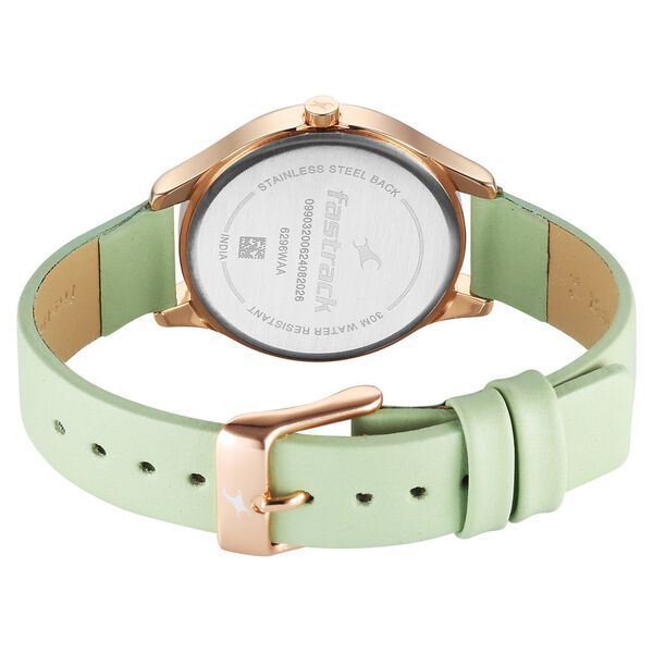 Fastrack Stunners Quartz Analog Green Dial Green Leather Strap Watch For Girls - image number 4