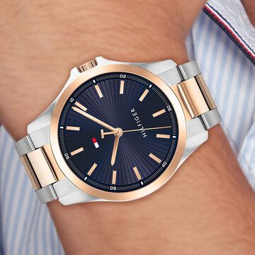 Tommy Hilfiger Quartz Analog Blue Dial Two Toned Stainless Steel Strap Watch For Men