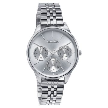 Sonata Wedding Edit Quartz Multifunction Silver Dial Stainless Steel Strap Watch For Women