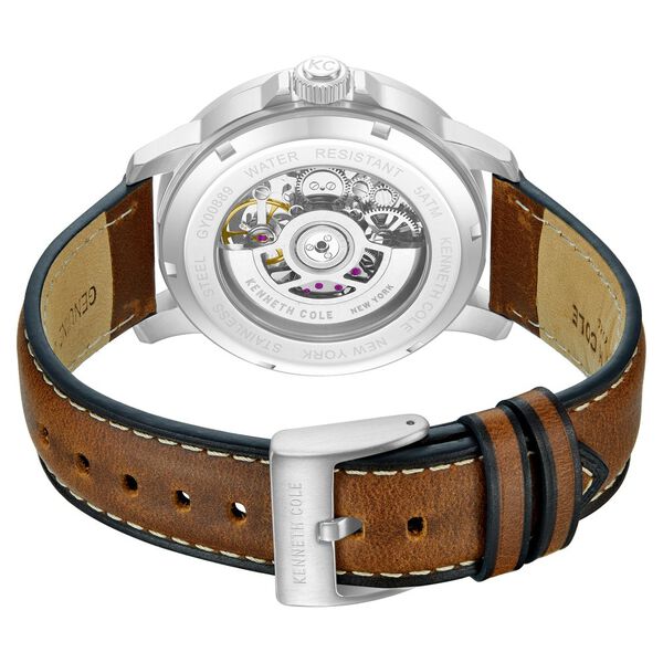 Kenneth Cole Automatic Blue Dial Brown Leather Strap Watch For Men - image number 4