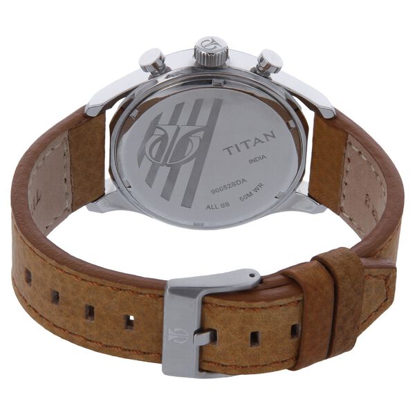 Titan Quartz Chronograph Silver Dial Leather Strap Watch for Men - image number 3