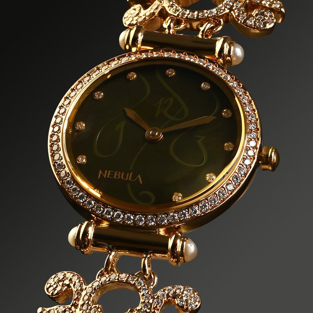Buy Online Titan Nebula Calligraphy Quartz Analog 18 Karat Solid Gold Watch for Women nr5524dm03 Titan